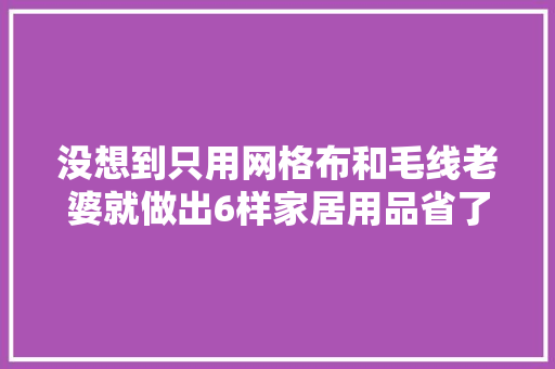没想到只用网格布和毛线老婆就做出6样家居用品省了许多若干钱