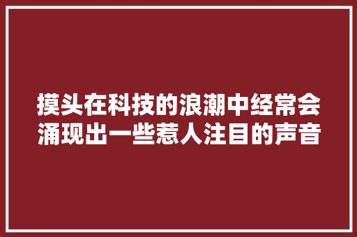 摸头在科技的浪潮中经常会涌现出一些惹人注目的声音