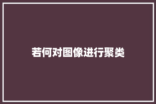 若何对图像进行聚类