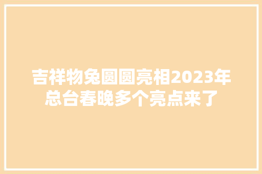 吉祥物兔圆圆亮相2023年总台春晚多个亮点来了