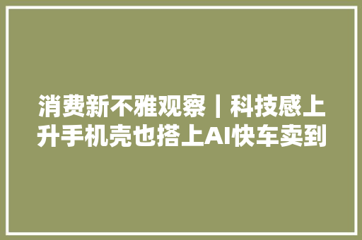消费新不雅观察｜科技感上升手机壳也搭上AI快车卖到数百元