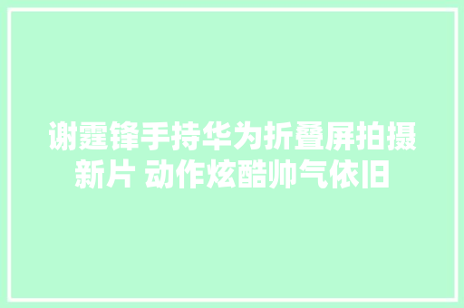谢霆锋手持华为折叠屏拍摄新片 动作炫酷帅气依旧