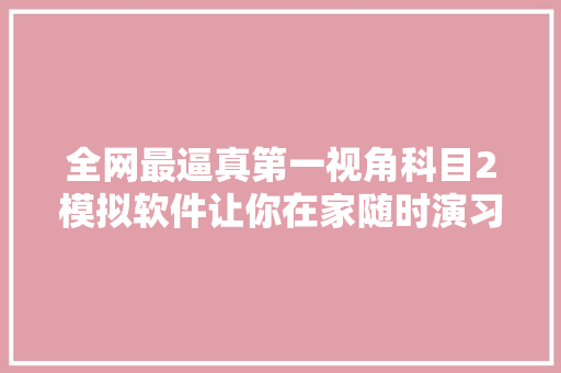 全网最逼真第一视角科目2模拟软件让你在家随时演习科目2