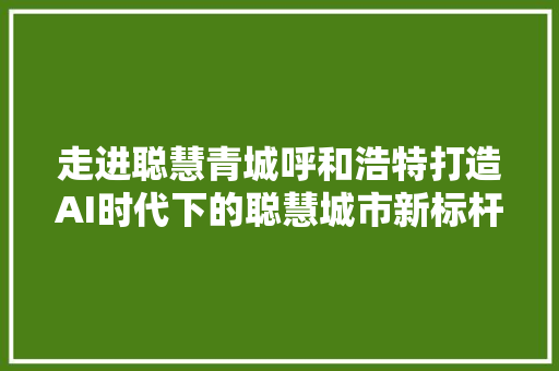 走进聪慧青城呼和浩特打造AI时代下的聪慧城市新标杆