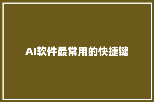 AI软件最常用的快捷键
