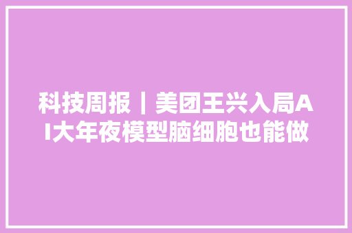 科技周报｜美团王兴入局AI大年夜模型脑细胞也能做计算机
