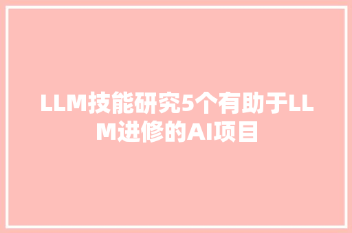 LLM技能研究5个有助于LLM进修的AI项目