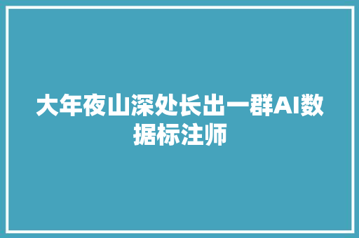 大年夜山深处长出一群AI数据标注师