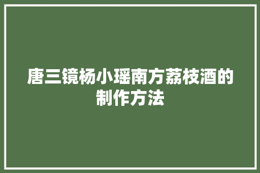 唐三镜杨小瑶南方荔枝酒的制作方法