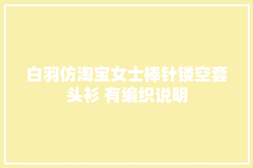 白羽仿淘宝女士棒针镂空套头衫 有编织说明