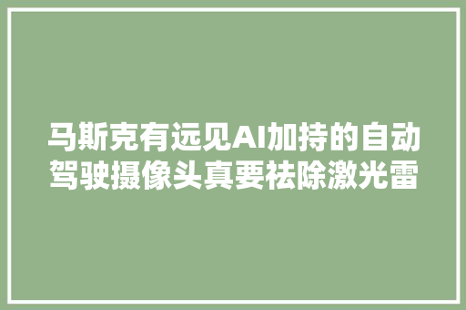 马斯克有远见AI加持的自动驾驶摄像头真要祛除激光雷达了
