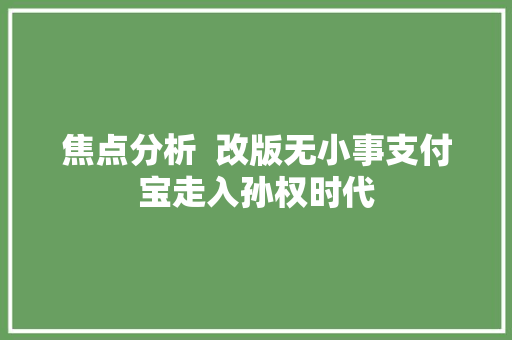 焦点分析  改版无小事支付宝走入孙权时代