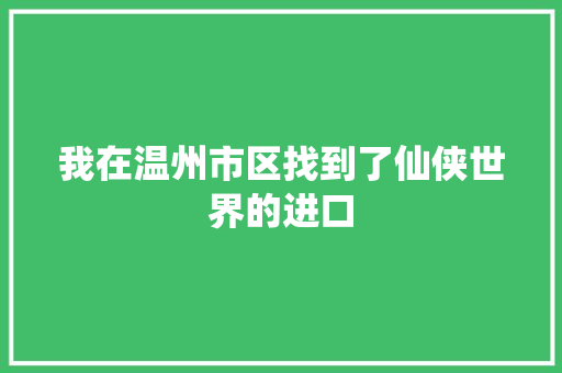 我在温州市区找到了仙侠世界的进口