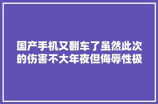 国产手机又翻车了虽然此次的伤害不大年夜但侮辱性极强