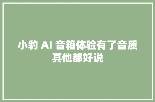 小豹 AI 音箱体验有了音质其他都好说