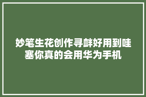 妙笔生花创作寻衅好用到哇塞你真的会用华为手机