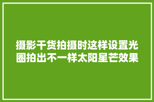 摄影干货拍摄时这样设置光圈拍出不一样太阳星芒效果