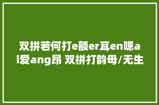 双拼若何打e额er耳en嗯ai爱ang昂 双拼打韵母/无生母字