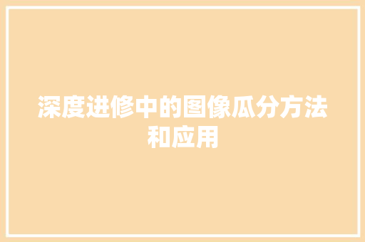 深度进修中的图像瓜分方法和应用