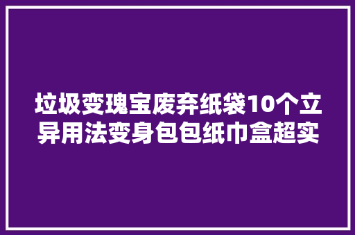 垃圾变瑰宝废弃纸袋10个立异用法变身包包纸巾盒超实用