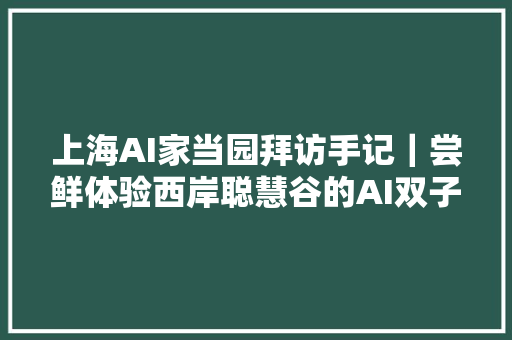 上海AI家当园拜访手记｜尝鲜体验西岸聪慧谷的AI双子塔