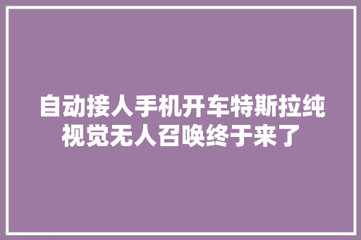 自动接人手机开车特斯拉纯视觉无人召唤终于来了