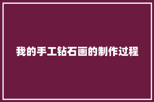 我的手工钻石画的制作过程