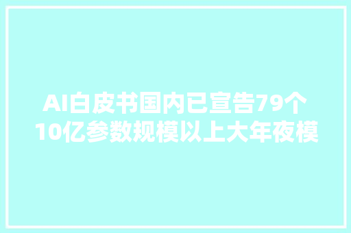AI白皮书国内已宣告79个10亿参数规模以上大年夜模型