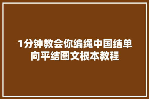 1分钟教会你编绳中国结单向平结图文根本教程