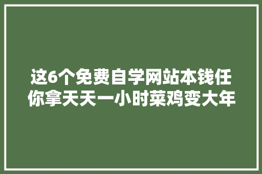 这6个免费自学网站本钱任你拿天天一小时菜鸡变大年夜佬