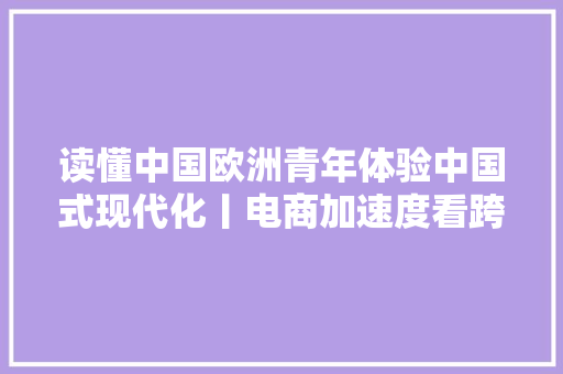 读懂中国欧洲青年体验中国式现代化丨电商加速度看跨境电商若何火遍全球