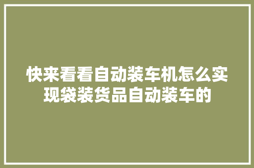 快来看看自动装车机怎么实现袋装货品自动装车的