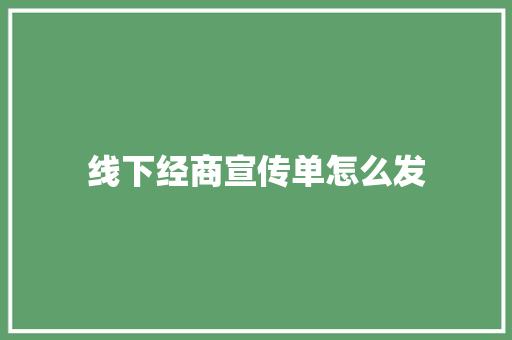 线下经商宣传单怎么发
