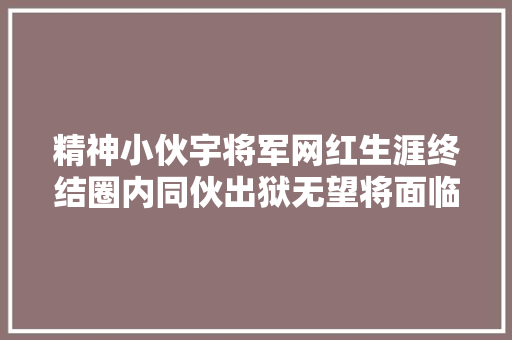 精神小伙宇将军网红生涯终结圈内同伙出狱无望将面临加刑