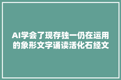 AI学会了现存独一仍在运用的象形文字诵读活化石经文与祖先跨时空对话