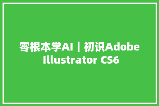 零根本学AI｜初识Adobe Illustrator CS6