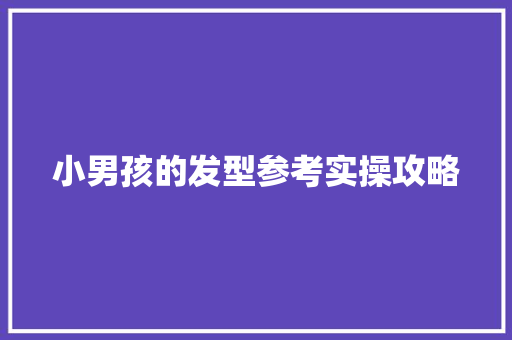 小男孩的发型参考实操攻略
