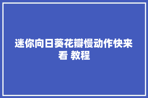 迷你向日葵花瓣慢动作快来看 教程