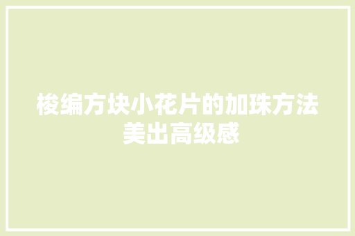 梭编方块小花片的加珠方法 美出高级感