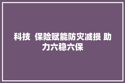 科技  保险赋能防灾减损 助力六稳六保
