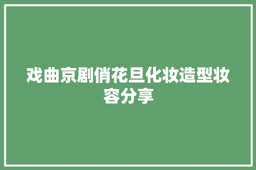 戏曲京剧俏花旦化妆造型妆容分享