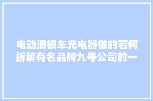 电动滑板车充电器做的若何拆解有名品牌九号公司的一款看看