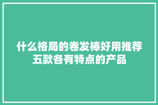 什么格局的卷发棒好用推荐五款各有特点的产品