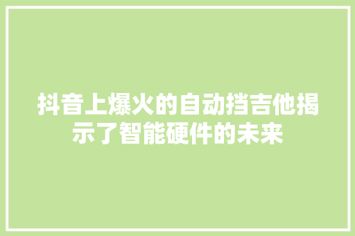 抖音上爆火的自动挡吉他揭示了智能硬件的未来