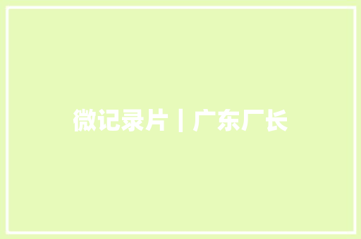 微记录片｜广东厂长