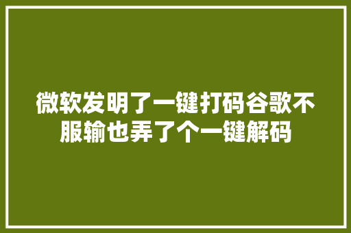 微软发明了一键打码谷歌不服输也弄了个一键解码