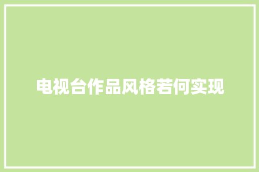 电视台作品风格若何实现