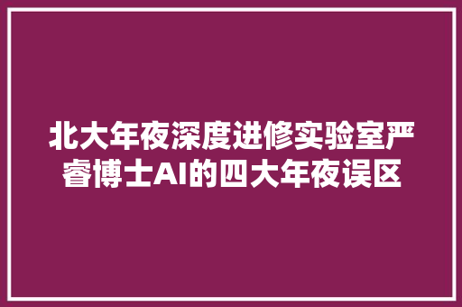 北大年夜深度进修实验室严睿博士AI的四大年夜误区
