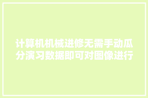 计算机机械进修无需手动瓜分演习数据即可对图像进行图片瓜分