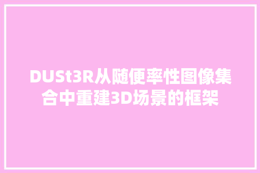 DUSt3R从随便率性图像集合中重建3D场景的框架 DUSt3R从随便率性图像集合中重建3D场景的框架